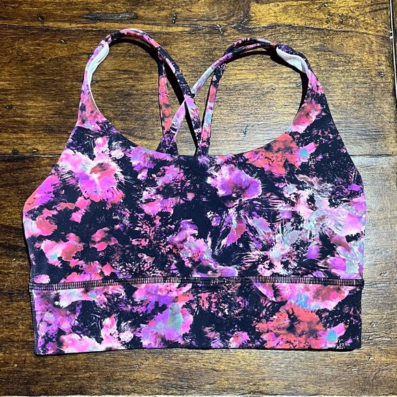 lululemon athletica Other - Lululemon Energy Sports Bra Abstract Pink Purple Black Crossback Size 4
